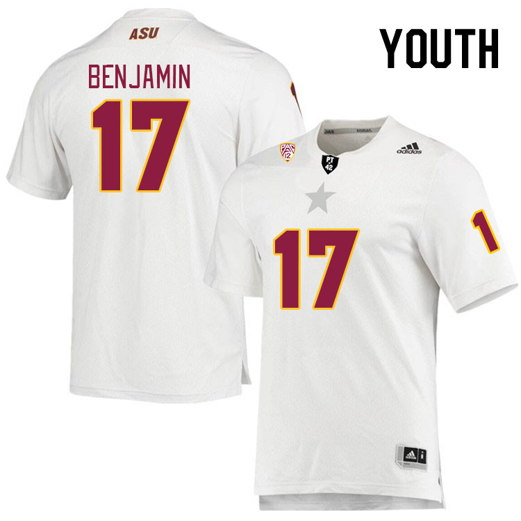 Youth #17 Sam Benjamin Arizona State Sun Devils College Football Jerseys Stitched Sale-White - Click Image to Close